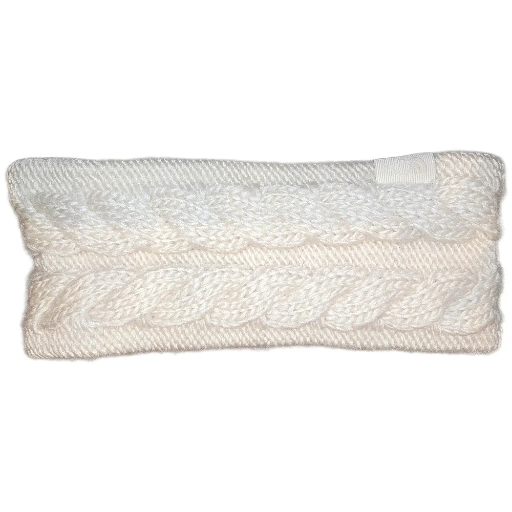 The North Face Minna Cable Knit Headband Cream‎ White Fleece Lined Womens One Sz